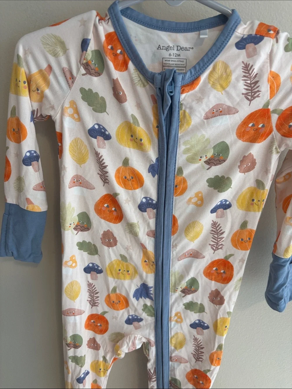 Angel Dear Bamboo Convertible Footie 6-12M Autumn Pumpkins Halloween Fall